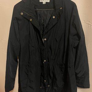 Ava & Viv Women's Rain Coat Midi Length Size 3X Water Resistant Black Full Zip